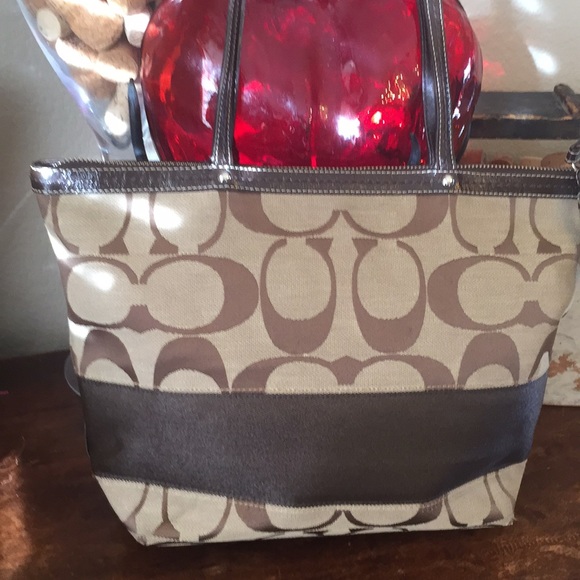 Coach Signature stripe tote